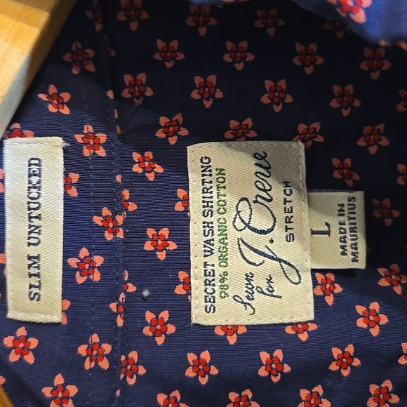 J. Crew Organic Cotton Slim Untucked Stretch Secret Wash Sleeved Floral Shirt - Picture 10 of 13